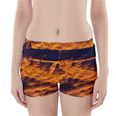 Abstract Orange Black Sunset Clouds Boyleg Bikini Wrap Bottoms by Simbadda