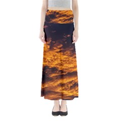 Abstract Orange Black Sunset Clouds Maxi Skirts by Simbadda