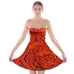 Orange Abstract Background Strapless Bra Top Dress by Simbadda