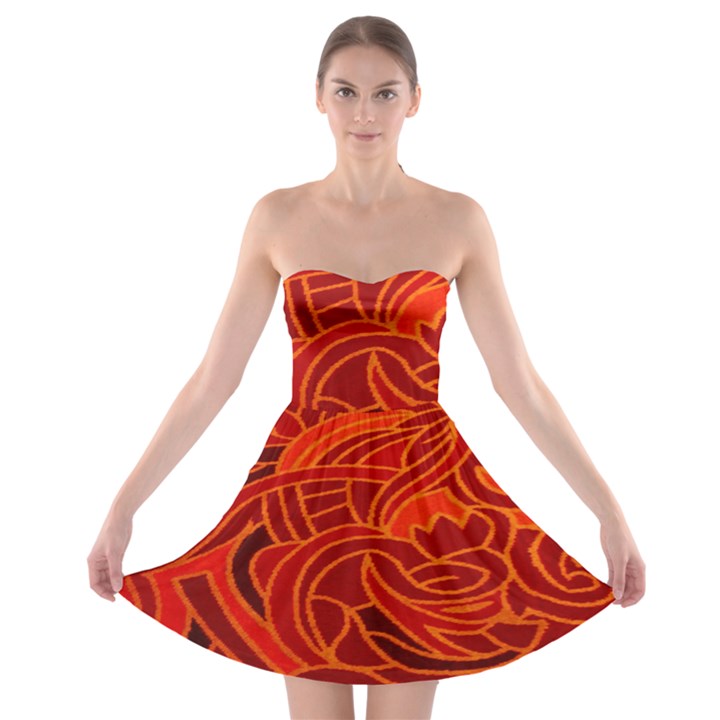 Orange Abstract Background Strapless Bra Top Dress