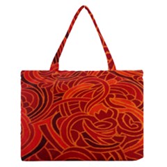 Orange Abstract Background Medium Zipper Tote Bag by Simbadda