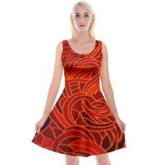 Orange Abstract Background Reversible Velvet Sleeveless Dress by Simbadda