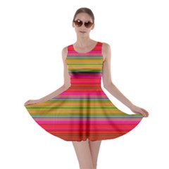 Fiesta Stripe Bright Colorful Neon Stripes Cinco De Mayo Background Skater Dress by Simbadda