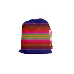 Fiesta Stripe Bright Colorful Neon Stripes Cinco De Mayo Background Drawstring Pouches (small)  by Simbadda