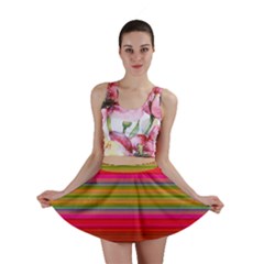 Fiesta Stripe Bright Colorful Neon Stripes Cinco De Mayo Background Mini Skirt by Simbadda