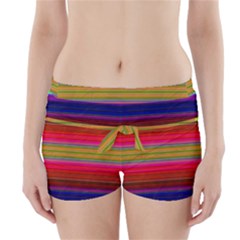 Fiesta Stripe Bright Colorful Neon Stripes Cinco De Mayo Background Boyleg Bikini Wrap Bottoms by Simbadda