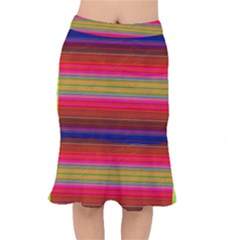 Fiesta Stripe Bright Colorful Neon Stripes Cinco De Mayo Background Mermaid Skirt