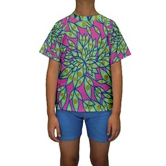 Big Growth Abstract Floral Texture Kids  Short Sleeve Swimwear by Simbadda