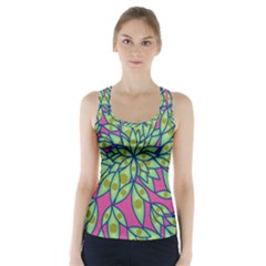 Big Growth Abstract Floral Texture Racer Back Sports Top by Simbadda