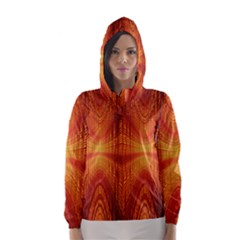 Abstract Wallpaper With Glowing Light Hooded Wind Breaker (women) by Simbadda