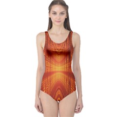 Abstract Wallpaper With Glowing Light One Piece Swimsuit by Simbadda