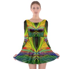 Future Abstract Desktop Wallpaper Long Sleeve Skater Dress by Simbadda