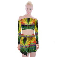 Future Abstract Desktop Wallpaper Off Shoulder Top With Skirt Set by Simbadda