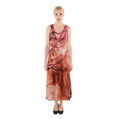 Fire In The Forest Artistic Reproduction Of A Forest Photo Sleeveless Maxi Dress by Simbadda