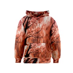 Fire In The Forest Artistic Reproduction Of A Forest Photo Kids  Zipper Hoodie by Simbadda