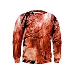 Fire In The Forest Artistic Reproduction Of A Forest Photo Kids  Sweatshirt by Simbadda