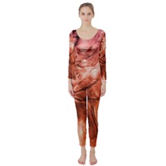 Fire In The Forest Artistic Reproduction Of A Forest Photo Long Sleeve Catsuit by Simbadda