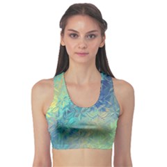 Colorful Patterned Glass Texture Background Sports Bra by Simbadda