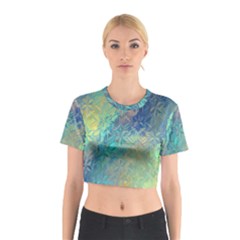 Colorful Patterned Glass Texture Background Cotton Crop Top by Simbadda