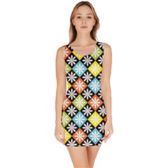 Diamond Argyle Pattern Colorful Diamonds On Argyle Style Sleeveless Bodycon Dress by Simbadda