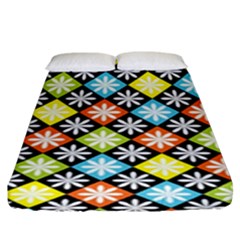 Diamond Argyle Pattern Colorful Diamonds On Argyle Style Fitted Sheet (king Size) by Simbadda