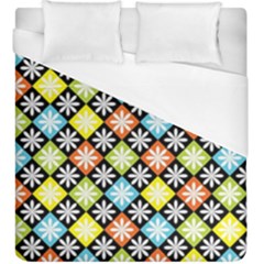 Diamond Argyle Pattern Colorful Diamonds On Argyle Style Duvet Cover (king Size) by Simbadda