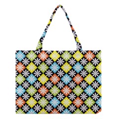 Diamond Argyle Pattern Colorful Diamonds On Argyle Style Medium Tote Bag by Simbadda