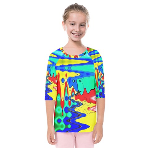 Bright Colours Abstract Kids  Quarter Sleeve Raglan Tee by Simbadda