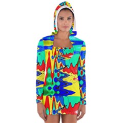 Bright Colours Abstract Women s Long Sleeve Hooded T-shirt by Simbadda