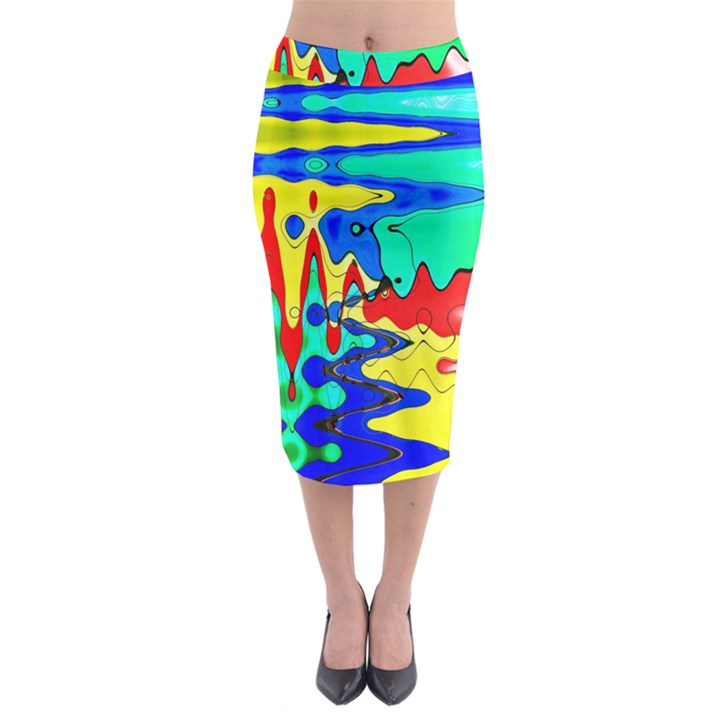 Bright Colours Abstract Midi Pencil Skirt