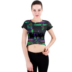 Digital Painting Colorful Colors Light Crew Neck Crop Top by Simbadda