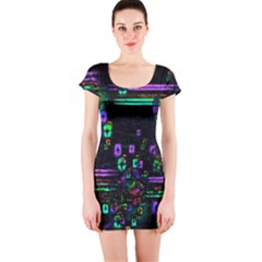 Digital Painting Colorful Colors Light Short Sleeve Bodycon Dress by Simbadda