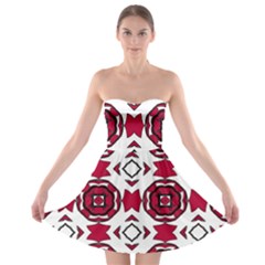 Seamless Abstract Pattern With Red Elements Background Strapless Bra Top Dress by Simbadda