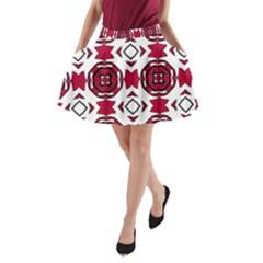 Seamless Abstract Pattern With Red Elements Background A-line Pocket Skirt by Simbadda