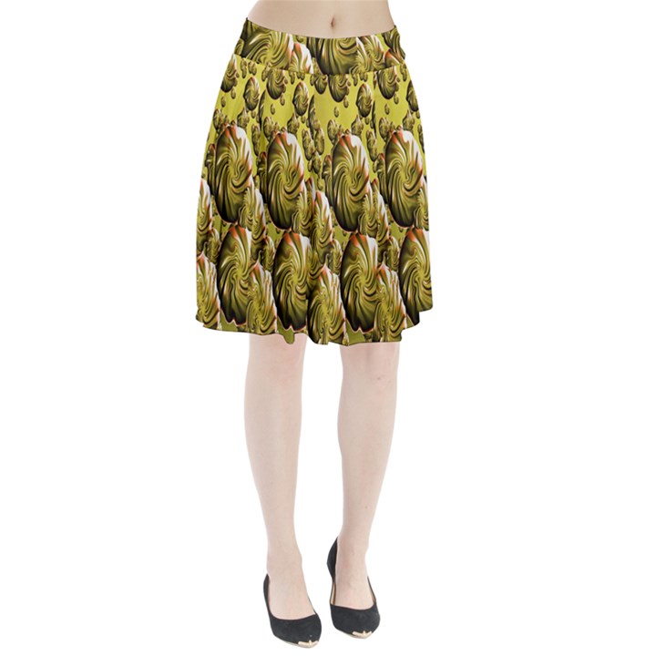 Melting Gold Drops Brighten Version Abstract Pattern Revised Edition Pleated Skirt