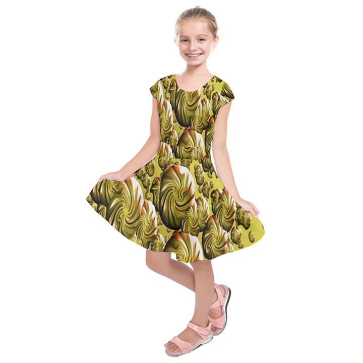 Melting Gold Drops Brighten Version Abstract Pattern Revised Edition Kids  Short Sleeve Dress