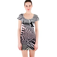 Abstract Fauna Pattern When Zebra And Giraffe Melt Together Short Sleeve Bodycon Dress by Simbadda