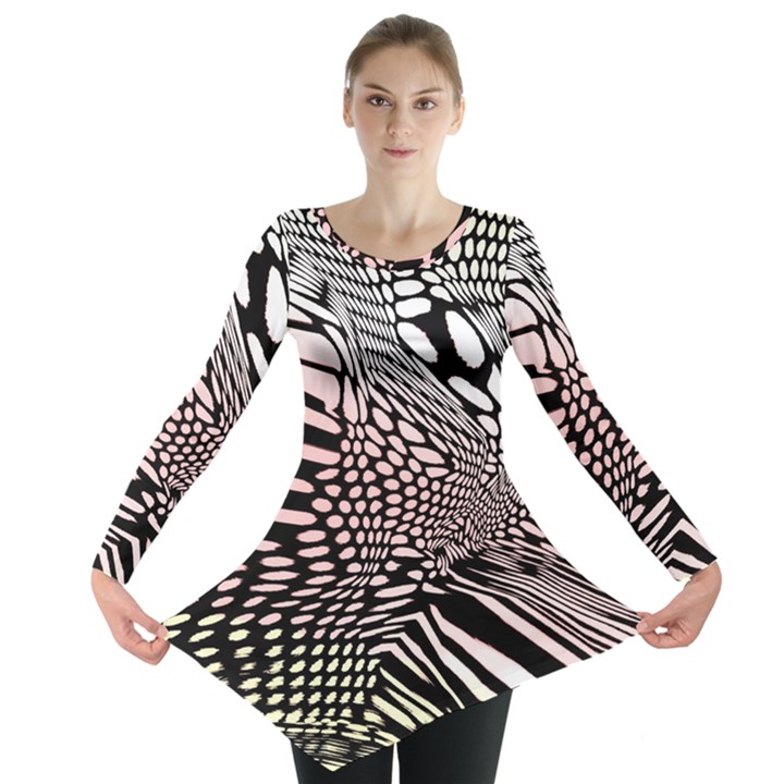 Abstract Fauna Pattern When Zebra And Giraffe Melt Together Long Sleeve Tunic 