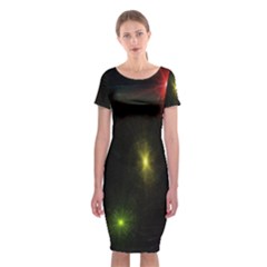 Star Lights Abstract Colourful Star Light Background Classic Short Sleeve Midi Dress by Simbadda