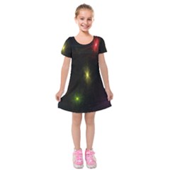 Star Lights Abstract Colourful Star Light Background Kids  Short Sleeve Velvet Dress by Simbadda