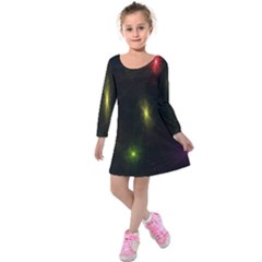 Star Lights Abstract Colourful Star Light Background Kids  Long Sleeve Velvet Dress by Simbadda