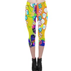 Abstract Flowers Design Capri Leggings  by Simbadda