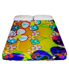 Abstract Flowers Design Fitted Sheet (king Size)