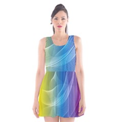 Colorful Guilloche Spiral Pattern Background Scoop Neck Skater Dress by Simbadda