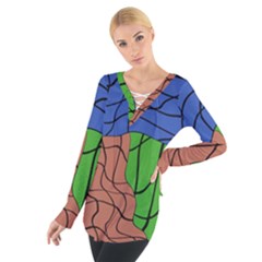 Abstract Art Mixed Colors Women s Tie Up Tee by Simbadda