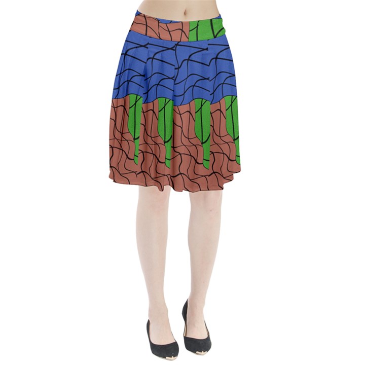 Abstract Art Mixed Colors Pleated Skirt