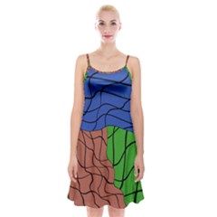 Abstract Art Mixed Colors Spaghetti Strap Velvet Dress by Simbadda