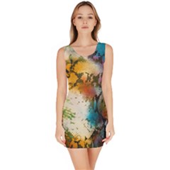 Abstract Color Splash Background Colorful Wallpaper Sleeveless Bodycon Dress by Simbadda