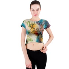 Abstract Color Splash Background Colorful Wallpaper Crew Neck Crop Top by Simbadda