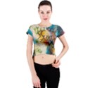 Abstract Color Splash Background Colorful Wallpaper Crew Neck Crop Top View1